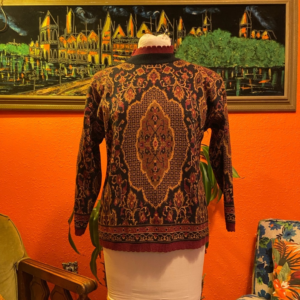 90s oriental rug knitted sweater